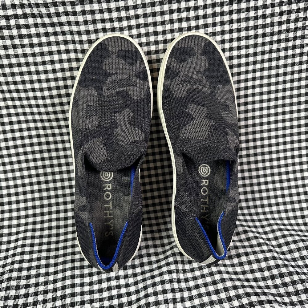 Rothy’s Gray Camo Slip On Sneakers Washable Flats Women's Size 7.5